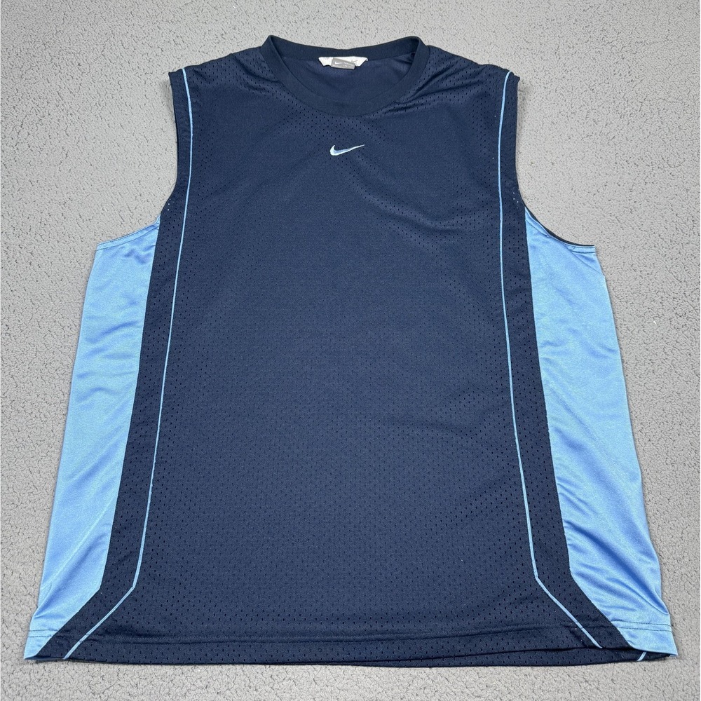 Nike Tank Top Mens 2XL Blue Mesh Sleeveless Basketball Jersey Athletic Gym‎